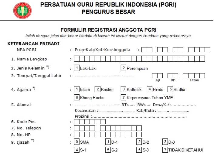Pendaftaran PGRI Bengkulu Utara - Persatuan Guru Republik Indonesia Cabang Bengkulu Utara